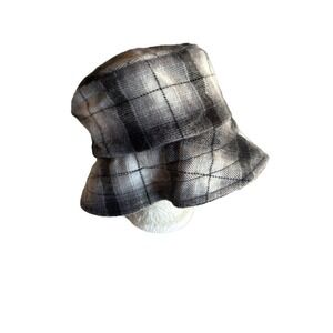 Black & White Plaid Cotton Blend Bucket Hat Made in USA